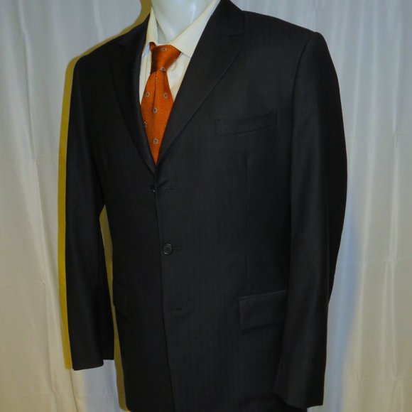 Rocco Ciccarelli Custom Tailoring Dark Blue Striped Three Button Suit 40L - Picture 7 of 14